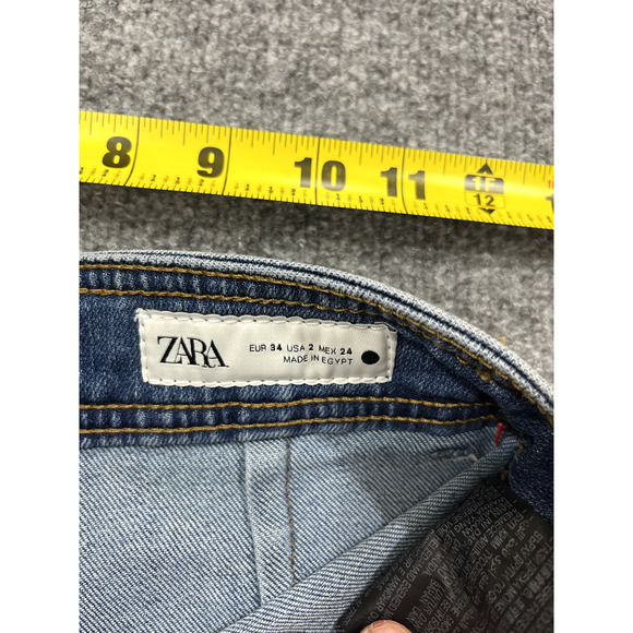 NWT Zara ZW Marine Straight High Rise Jeans Pants 2 Sailor Wide Leg Denim Blue - Picture 3 of 14